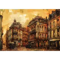 Fotobehang - Stad - Architectuur - Urban - Gebouwen - Vintage - Vliesbehang- 312x219cm (lxb)