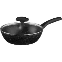 5five Simply Smart Hapjespan met deksel - Alle kookplaten geschikt - zwart - dia 24 cm - Koekenpannen