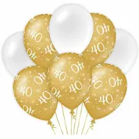Paper Dreams Paperdreams 40 jaar leeftijd thema Ballonnen - 16x - goud/wit - Verjaardag feestartikelen - Ballonnen
