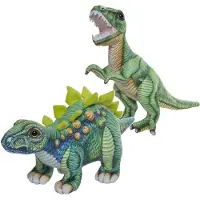 Nature Planet Speelgoed set van 2x pluche dino knuffels T-Rex en Stegosaurus van 30 cm - Knuffeldier