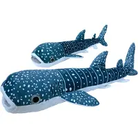 Nature Planet pluche walvishaai knuffeldier - set 2x - zwemmend - 60 en 112 cm - Knuffel zeedieren
