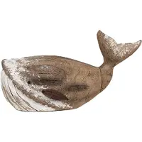 Clayre & Eef Decoratie Beeld Walvis 21 cm Bruin Wit Hout Bruin