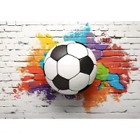 Fotobehang - Muur - Steen - Voetbal - Sport - Grafiti - 3D - Vliesbehang - 254x184cm (lxb)