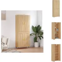 vidaXL Hoge Kast - Sonoma Eiken - Bewerkt Hout en Metaal - 69.5x34x180cm - Keukenkast