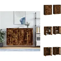 vidaXL Wandkast Gerookt Eiken - 69.5 x 34 x 90 cm - Hoge kwaliteit - Wandmontage - Voldoende opbergruimte - Bewerkt hout - Levering bevat 2x wandmeubel - Keukenkast