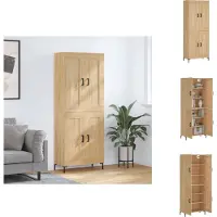 vidaXL Hoge Kast - Sonoma Eiken - Bewerkt Hout en IJzer - 69.5 x 34 x 180 cm - Keukenkast