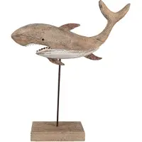 Clayre & Eef Decoratie Beeld Haai 37 cm Bruin Hout Bruin