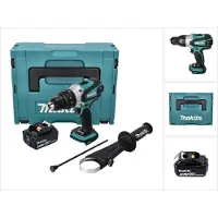 Makita Boormachine + slagboor, DHP 458 T1J Accu klopboormachine 18 V 91 Nm + 1x accu 5,0 Ah + Makpac - zonder lader (Oplaadbare batterij)