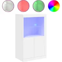 vidaXL Bijzetkast met LED-verlichting bewerkt hout wit