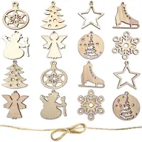 Industrial Living Kerstballen – Kerstboomhangers - Kerstboom Versiering - Set 16 stuks - Hout