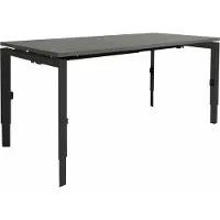 Schaffenburg Linesto N3 bureau, hoogte instelbaar (65-85cm) met 180x80cm lichtgrijs zwevend 25mm blad en zwart (RAL9005) vierpoot N-frame (poot driehoekig 50x50x75 mm.), (met geïntegreerde kabelgoot)