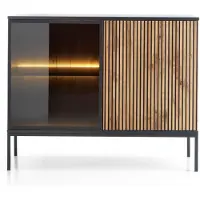 Selsey Dressoir Tiana met verlichting 2 deurs | hout zwart 104x83x39 cm dressoirs | NADUVI