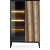 NADUVI Collection Wandkast Tiana met verlichting | hout zwart 104x166x39 cm wandkasten | NADUVI