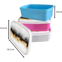 MuchoWow Broodtrommel Roze - Lunchbox Goud - Chic - Abstract - Zwart - Wit - Luxe - Brooddoos 18x12x6 cm - Brood lunch box - Broodtrommels voor kinderen en volwassenen