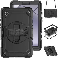 Accezz Rugged Backcover Shoulder Strap Samsung Galaxy Tab A9 Zwart