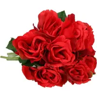 Mica Decorations Kunstbloem roos Emy - 8x - rood - 31 cm - kunststof - decoratie bloemen