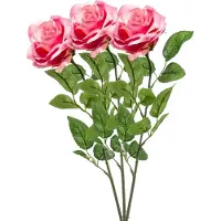 Emerald Kunstbloem roos Marleen - 3x - roze - 63 cm - decoratie bloemen