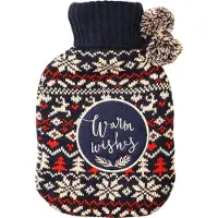 Apollo Warmwater Kruik Met Gebreide Hoes Kerst Print Blauw