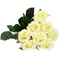 Mica Decorations Kunstbloemen boeket roos Elena - 8x - creme - 48 cm - kunststof steel - bloemen