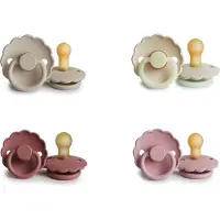 Frigg DAISY Fopspeen set 4 stuks Baby Pink,,Powder Blush,Sandstone en Cream Glow 6-18 maand