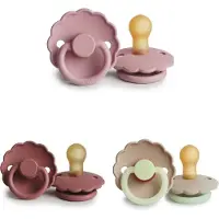 Frigg DAISY Fopspeen set 3 stuks Baby Pink,Croissant Glow en Powder Blush 6-18 maand