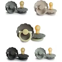 Frigg DAISY Fopspeen set 5 stuks Sage,French Gray,Sandstone,Graphite en Portobello Night Glow 6-18 maand