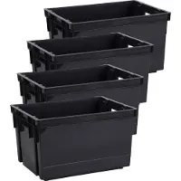 Eda Opbergbox/opbergkrat 20 L - 12x - zwart - kunststof - 39 x 29 x 23 - stapelbaar/nestbaar