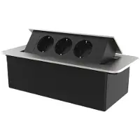 Perfect Switches POP-UP STEKKERDOOS | ZILVER | PUSH | INBOUW | 3 WANDCONTACTDOZEN- ZWART