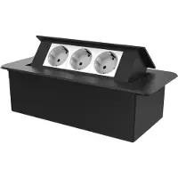 Perfect Switches POP-UP STEKKERDOOS | ZWART | PUSH | INBOUW | 3 WANDCONTACTDOZEN- WIT