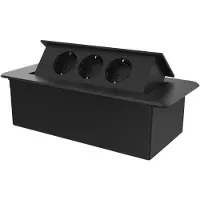 Perfect Switches POP-UP STEKKERDOOS | ZWART | PUSH | INBOUW | 3 WANDCONTACTDOZEN- ZWART