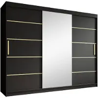 Meubella | Kledingkast mat zwart 250x62x200 schuifdeur
