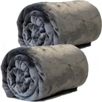 Unique living Enzo Fleece dekens/plaids 2 stuks 130 x 180 cm - donker grijs - Plaids
