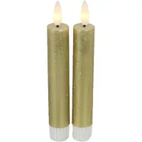 Countryfield Ledkaars Lyon 2x2x15 cm goud set van 2