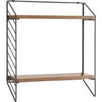 En.casa Wandrek Bømlo met 2 planken 47,5x42x14 cm zwart en walnootkleurig