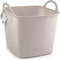 PlasticForte Kuip/emmer/wasmand - flexibel - beige - 27 liter - vierkant - kunststof - 36 x 34 x 37 cm