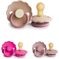 Frigg Daisy Fopspeen set 3 stuks Fuchsia,Baby Pink en Bloom Peony 0-6 maand maat 1