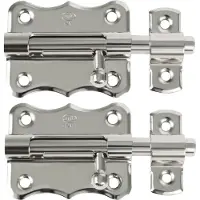 AMIG schuifslot/plaatgrendel - 4x - staal - 5 x 4.8 cm - vernikkeld - zilver - deur - poort