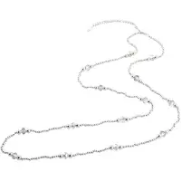 Behave - Ketting - 90 cm lang - Zilverkleur - Grijs facet geslepen glaskralen