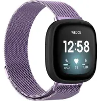 Shop4 - Fitbit Versa 4 Bandje - Fitbit Versa 3 Bandje - Fitbit Sense 2 Bandje - Fitbit Sense Bandje - Small Metaal - Paars