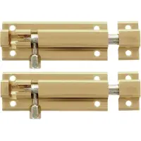 AMIG schuifslot/plaatgrendel - 4x - aluminium - 15 cm - goudkleur - deur - schutting - raam slot