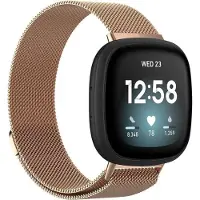 Shop4 - Geschikt voor Fitbit Versa 4 Bandje - Fitbit Versa 3 Bandje - Fitbit Sense 2 Bandje - Fitbit Sense Bandje - Large Metaal - Roségoud