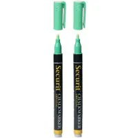 Securit 2x stuks groene krijtstiften ronde punt 1-2 mm - Krijtstiften