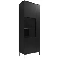 Meubella Vitrinekast mat Zwart 70x190x41 - Industrieel met glas