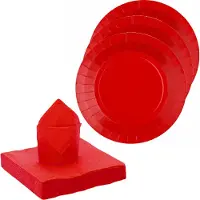 SANTEX 20x taart/gebak bordjes/25x servetten - rood - Feestbordjes