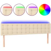 vidaXL Hoofdbord LED 160x5x78/88 cm stof crèmekleurig