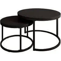 Meubella | salontafel zwart mat set van 2 industrieel