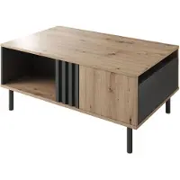 Meubella Salontafel Eiken Antraciet opberglade 100,1x60x43,2 cm