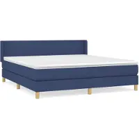 vidaXL Boxspring met matras stof blauw 180x200 cm