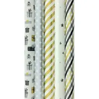 Benza GOLD and SILVER cadeaupapier - Kerstpapier inpakpapier voor Kerst - 3 meter x 70 cm - 5 rollen