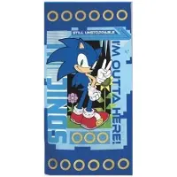 Sonic The Hedgehog Handdoek - 70x140 cm Strandlaken "I'm Outta Here!" - Blauw